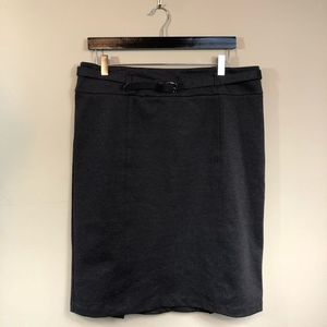 Heathered Brown Belted Knit Pencil Skirt